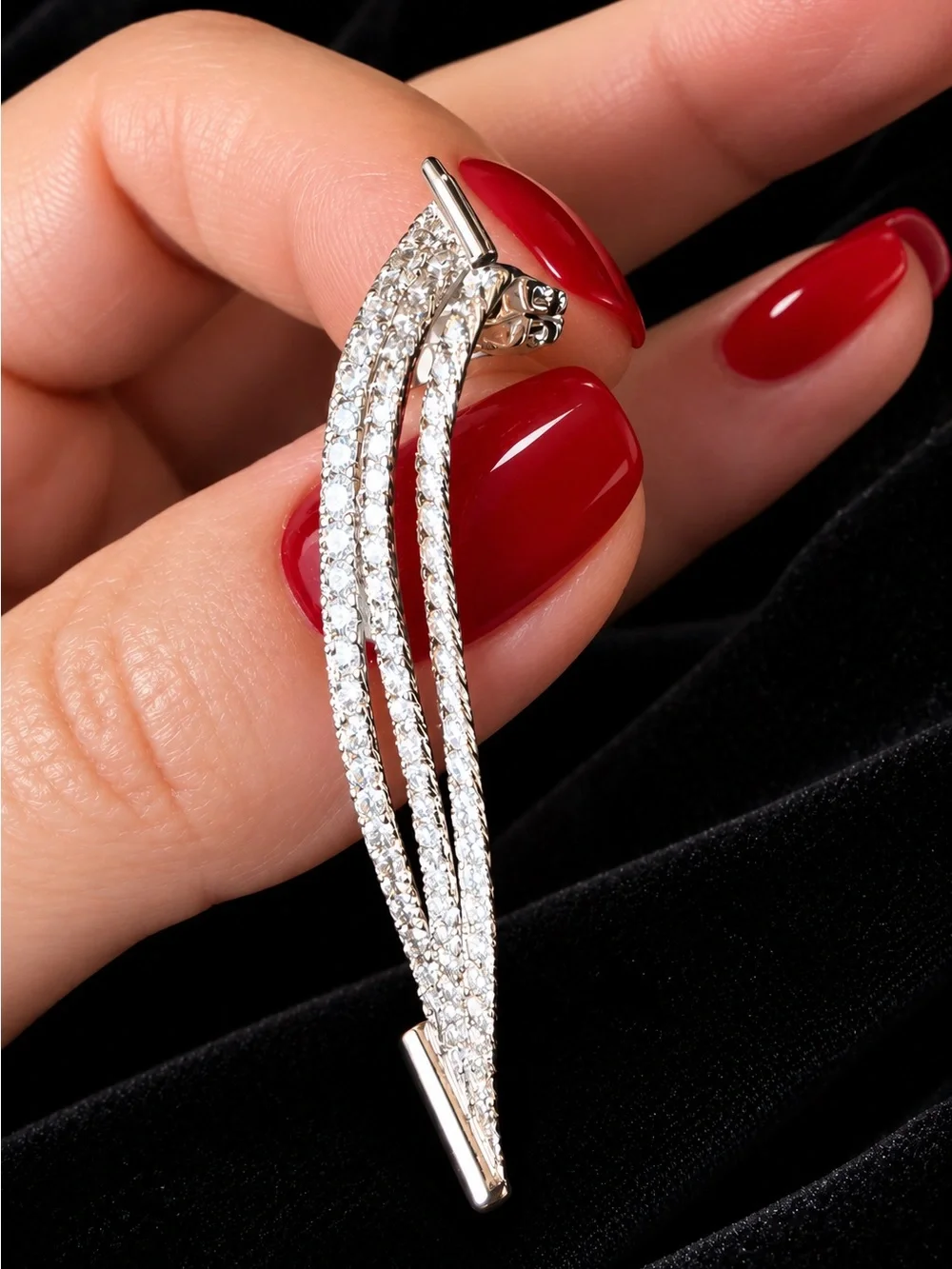 Silver Triple Chain Earrings